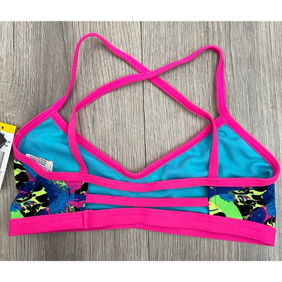 TYR DuraFast One Enso Trinity Swim Top Pink Black Yellow - Size Large 10/12 $30 - Picture 3 of 8